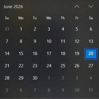 Giao diện Calendar dạng bảng tham khảo